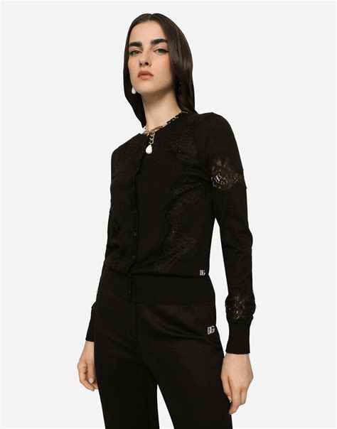 DOLCE & GABBANA Cashmere and silk cardigan with lace inlay